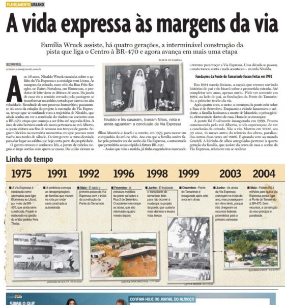 Construção Via Expressa Blumenau história casal Wruck margens da rodovia, sacada Cristian Edel Weiss, Cristian Weiss, Jornal de Santa Catarina, RBS, NSC Comunicação