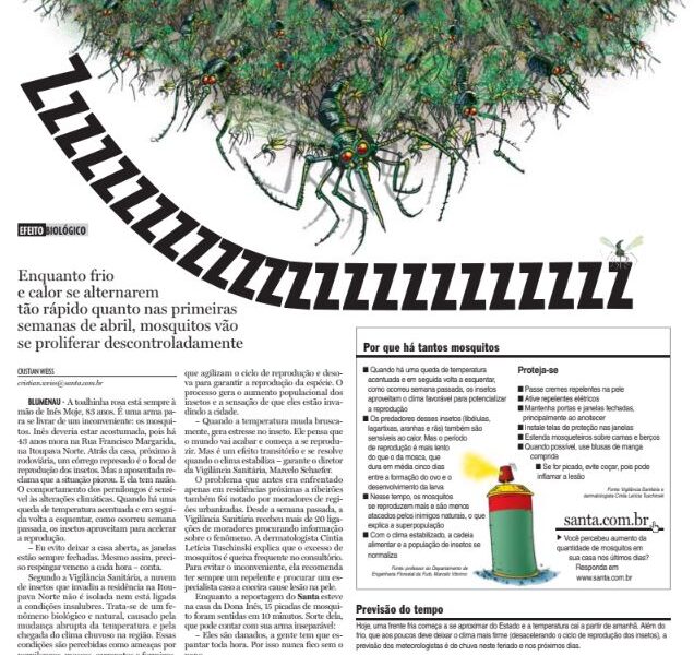Efeito biológico por que tanto mosquito em Blumenau Cristian Weiss Cristian Edel Weiss Jornal de Santa Catarina jornalista de dados multimídia Alemanha Brasil