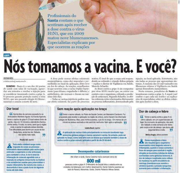 onde tomar vacina gripe A h1n1 h3n2 Cristian Edel Weiss Cristian Weiss Jornal de Santa Catartina Blumenau jornalista de dados multimídia Alemanha Brasil
