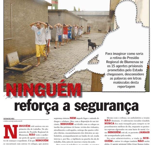 presídio de blumenau lotado falta agentes segurança pública estatística crimes secretaria sacada Cristian Edel Weiss Jornal de Santa Catarina jornalista de dados multimídia Alemanha Brasil