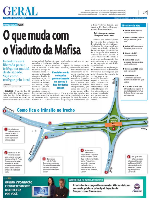 Abertura do Viaduto da Mafisa na BR-470 em Blumenau com Dr Pedro Zimmermann no trânsito pelo Dnit pelo jornalista Cristian Weiss Cristian Edel Weiss para RBS NSC Comunicação Santa Catarina