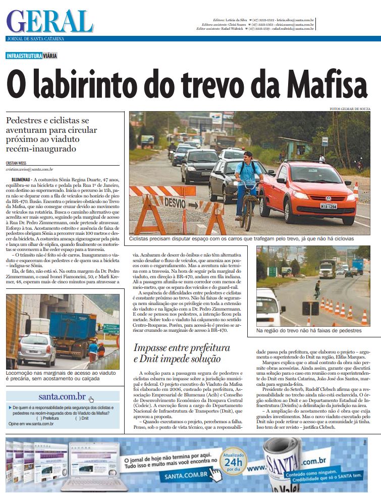 Confusão no viaduto e no trevo da Mafisa no trânsito de Blumenau na BR-470 e Dr Pedro Zimmermann pelo jornalista Cristian Edel Weiss Cristian Weiss da RBS NSC Comunicação Santa Catarina