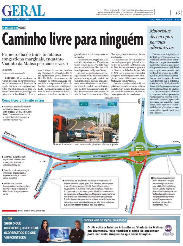 Dia da abertura do Viaduto da Mafisa no trânsito de Blumenau sobre a BR-470 na Dr Pedro Zimmermann pelo jornalista Cristian Weiss Cristian Edel Weiss para RBS NSC Comunicação Santa Catarina 1